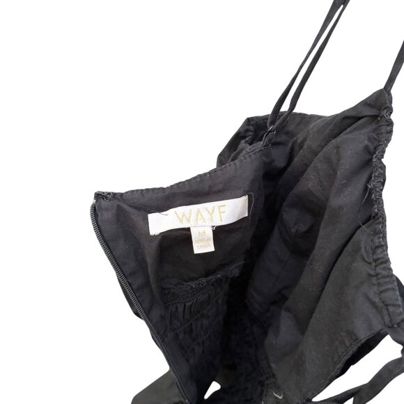 Wayf Smocked Crop Cami Tank Black Medium European Summer Cottagecore Romantic - Picture 5 of 6